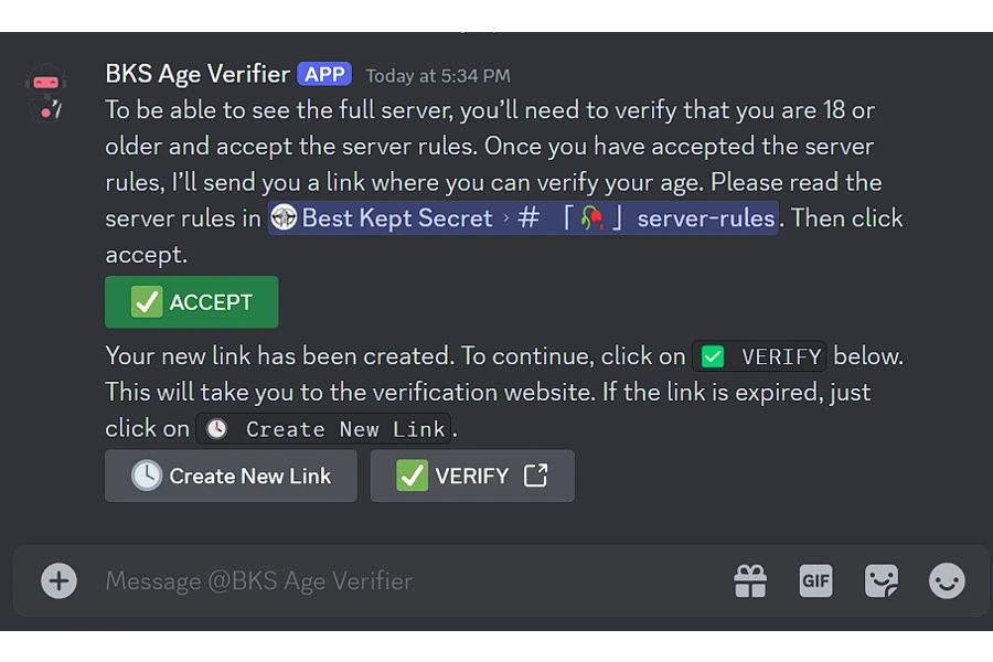 BKS Age Verifier message