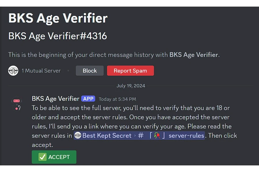 BKS Age Verifier message